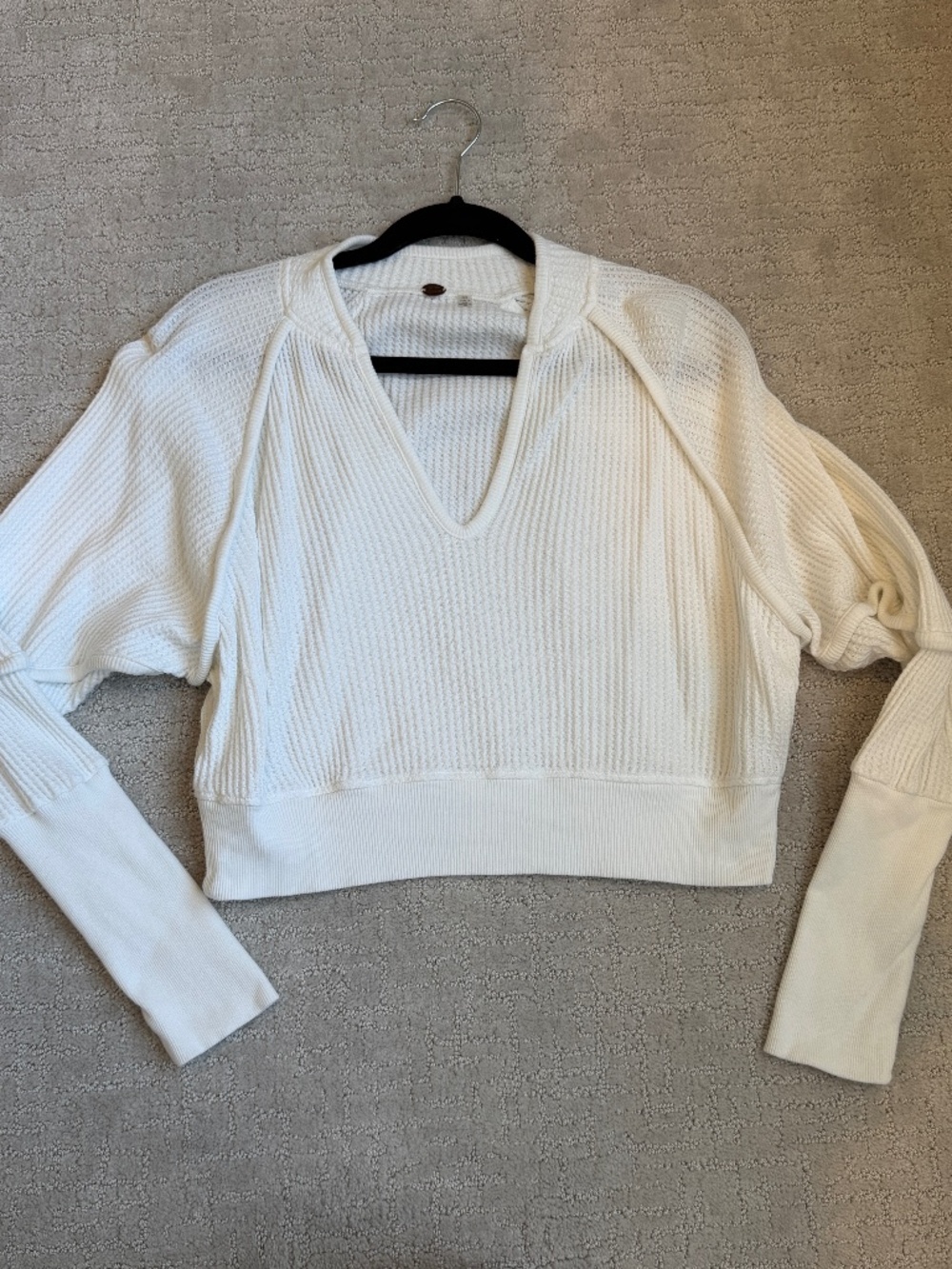 Free People Ribbed V Neck Lightweight Sweater, Women's Size Small